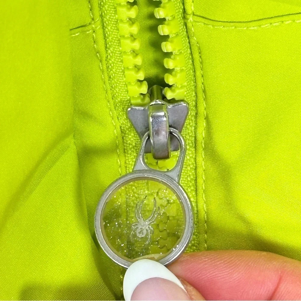 Spyder girls Bitsy Lola ski jacket insulated faux fur hood neon green size 5